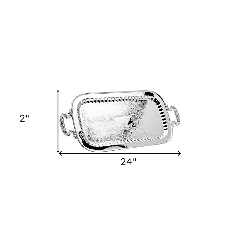 24" Metal Serving Tray With Handles