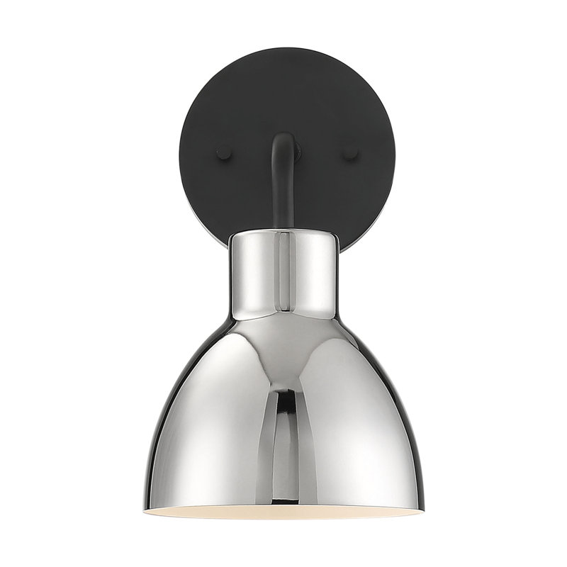 Florian Dimmable Bath Sconce, Matte Black, Polished Nickel