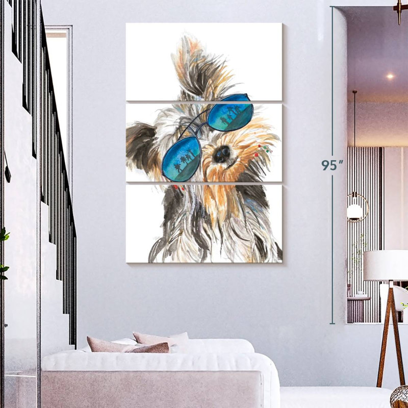Yorkie avec abat-jour, H 74 po x l 48 po