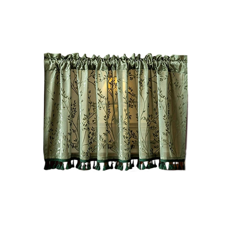 Kbndieu Romantic Printed CurtainKitchen Curtain Cute Spring and Summer Bright and Colorful Kitchen Decoration Short Translucent Retros Coffee Shop Curtain 100x60cm