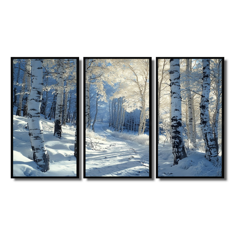 «White Pine Tree In Winter Forest Panorama», ensemble de reproductions d'art mural paysage d'hiver
