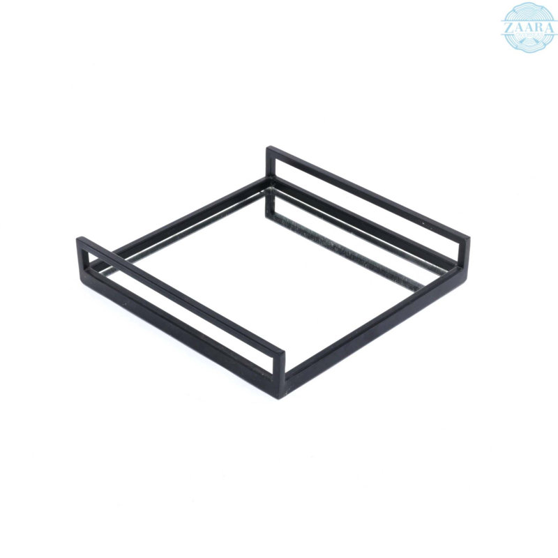Plateau de service en verre fabriqué à la main avec cadre en métal - 20 x 20 x 3 pouces, design rustique et élégant pour le divertissement, ensemble de 2