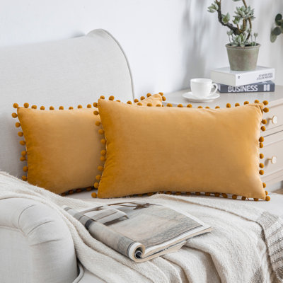 Silky Velvet Series Pom-poms Decorative  Pillow Cover