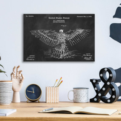 «Flying Machine Blueprint Vernis Chalkboard» par Acrylique, art mural en verre