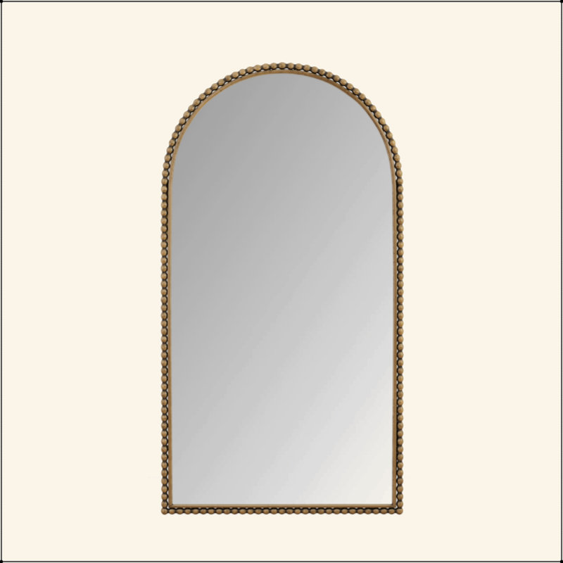 Vintage Arched Iron Full Length Floor Mirror with Support Legs, Freestanding Full Body Mirror for Living Room & Bedroom