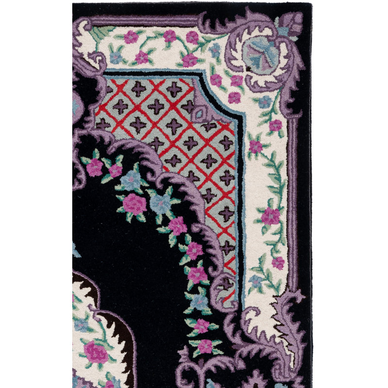 Tapis floral en laine touffeté à la main Danny-Junior, Rectangle 6 pi x 9 pi