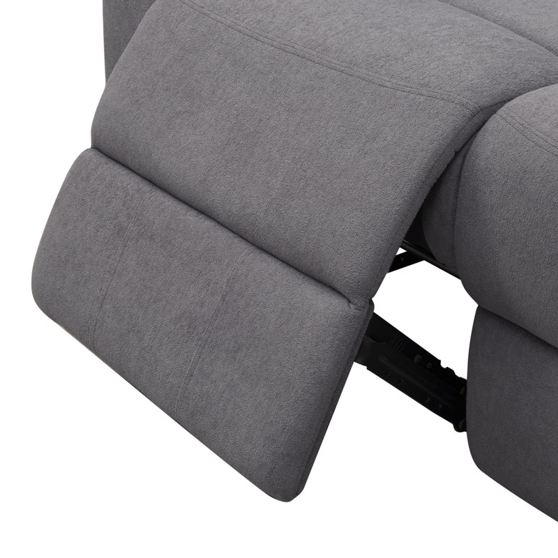 Ensemble de canapé inclinable 2 pièces - canapé 3 places et causeuse, Polyester gris, Gris