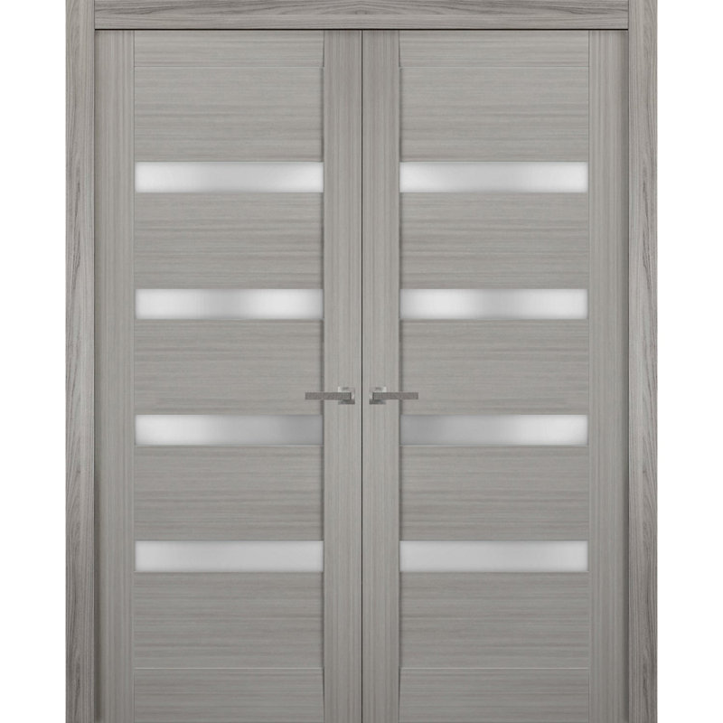 Portes en verre givré gris français Quadro, 56 po x 96 po