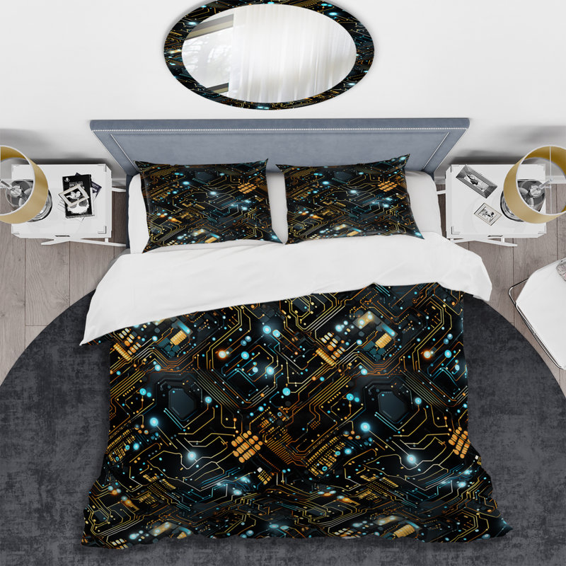 Ensemble de housse de couette Futuristic, Housse de couette simple + 1 taie décorative stan