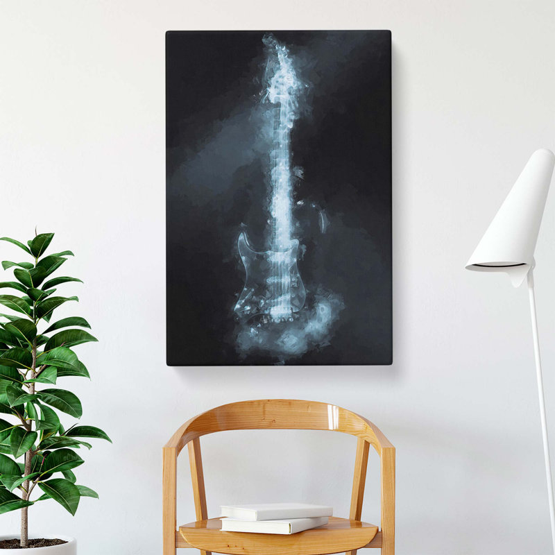 Smokey Electric Guitar Abstract Art - Wrapped Canvas, 60 cm H x 40 cm W