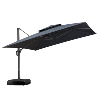Yoav 144'' Cantilever Advanced Fabric Umbrella With Wheeled Base,Graphite Grey
