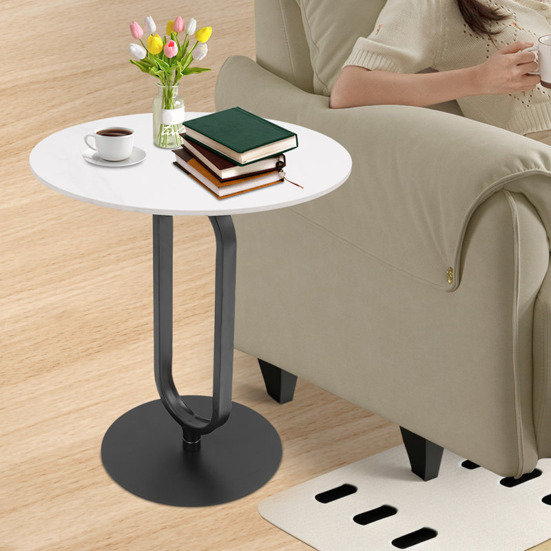 17.72'' End Table, White/Black