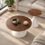 Ensemble de tables basses rondes multifonctionnelles 2 pièces, plateau à motif avec base en acier pour une utilisation durable et élégante-1184963757