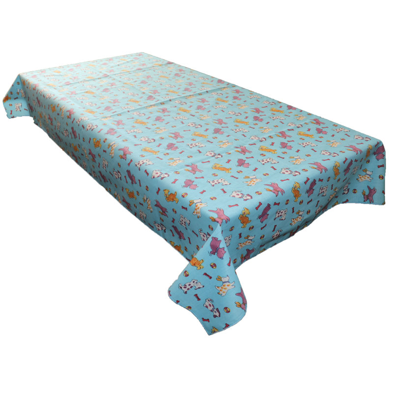 Puppies Print Tablecloths, Blue, 58" W x 120" L