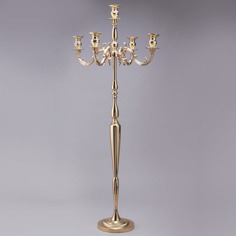 60.5'' H Metal Floor Candelabra, Gold