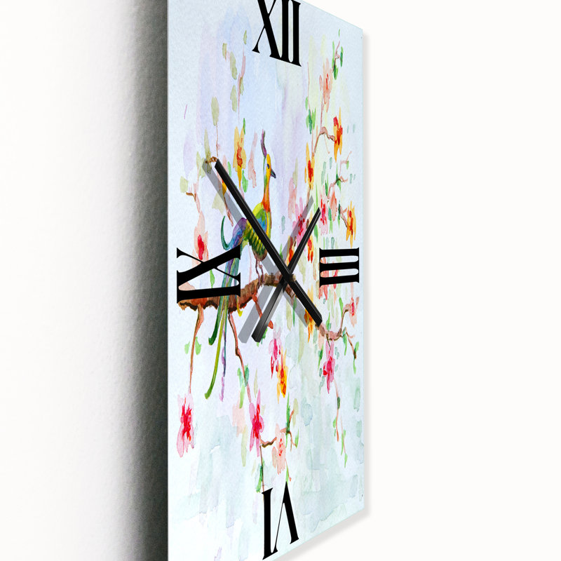 Horloge murale petit oiseau sur une branche en fleurs, Petit