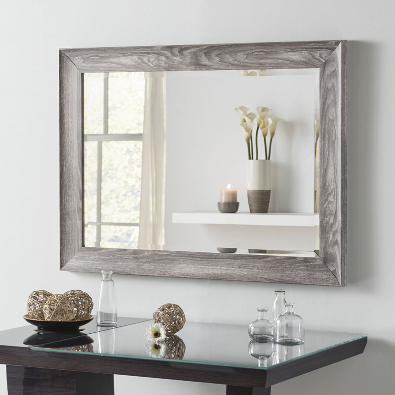 Greenlawn Curved Profile Grey Accent Wall Mirror, Light Grey, 45.5cm H x 56cm W