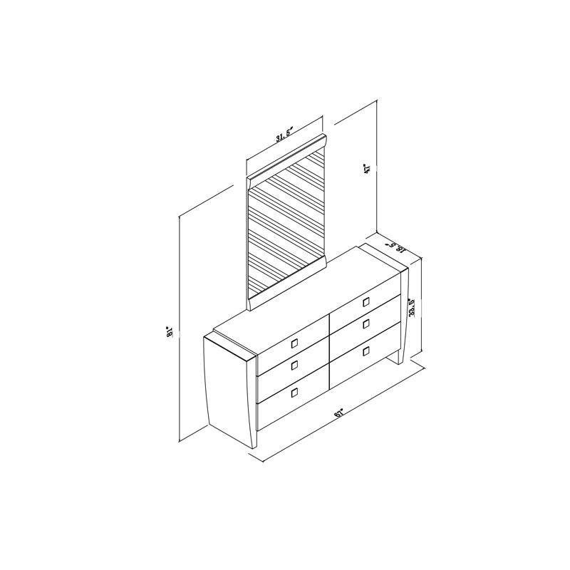 Commode double 6 tiroirs Birney