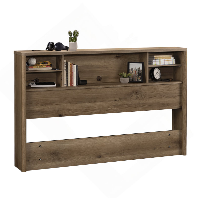 Full/Queen Bookcase Headboard, Brown finish, Brown