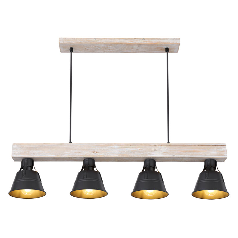 Desroches 4 - Light Kitchen Island Pendant, Natural, Black