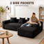 Modern Oversized 262cm Boneless Corner Sofa L-Shaped Corduroy Sofa With Storage Pockets-879638393-877740091