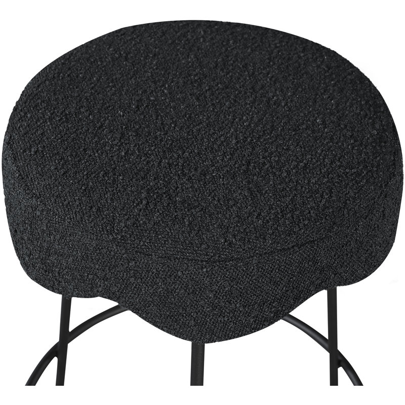 Fleur Boucle Fabric Counter Stool, Black Boucle Fabric
