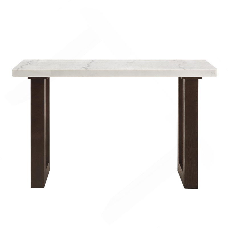 Table de canapé avec plateau en marbre blanc naturel et finition espresso