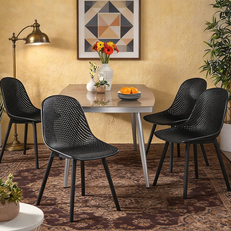 Ensemble de 4 chaises de salle à manger élégantes et résistantes aux intempéries, parfaites pour le confort et la durabilité toute l'année