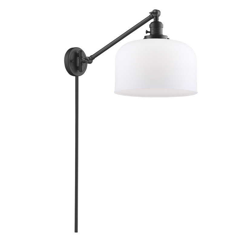 Bell - bras pivotant 1 lumière 12 po, Ampoule à DEL rétro de 3,5 W, Blanc mat, Bronze frotté à l'huile