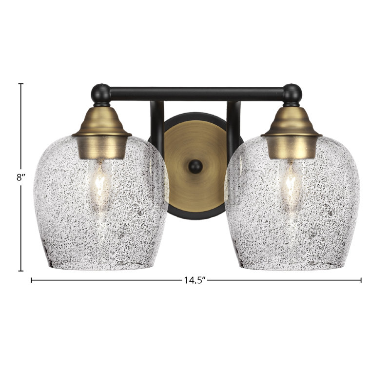 Barre d'éclairage de salle de bain 2 lumières Michell, Noir mat / laiton, Bulle de fumée