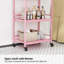 Chariot roulant rose en bois avec 1 tiroir et 2 tablettes-125382716