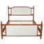 Grand lit plateforme tapissier avec tête de lit capitonnée à boutons, lit de ferme en bois massif avec tête et pied de lit en velours, aucun sommier nécessaire, style champêtre français moderne pour la chambre à coucher