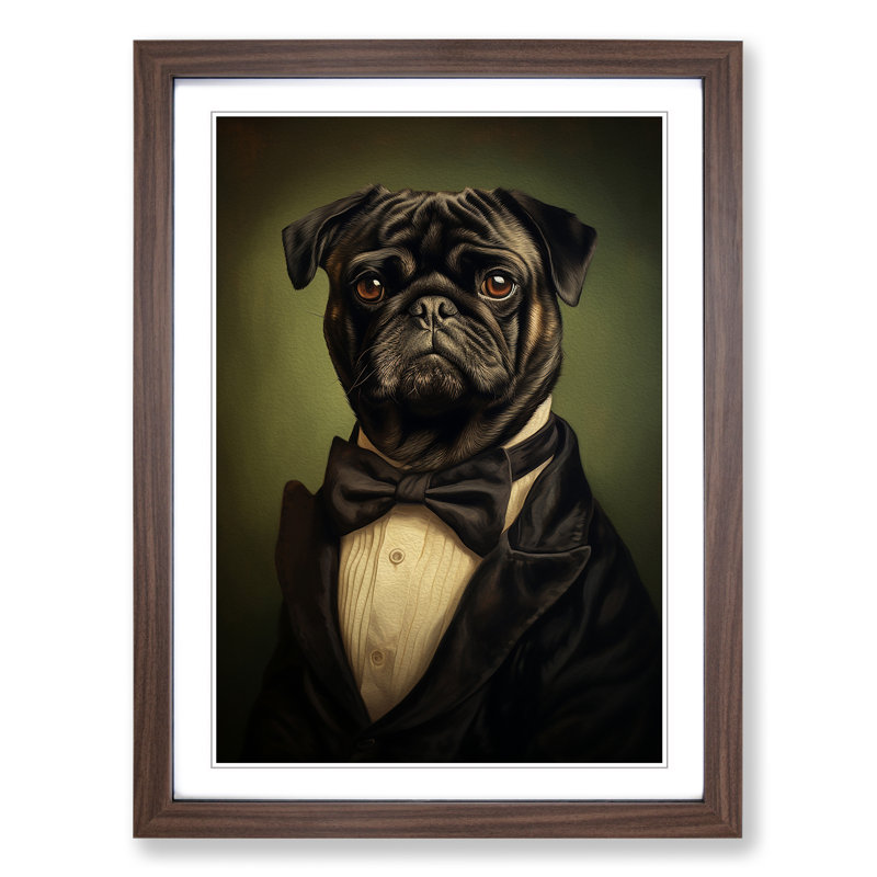 Pug Romanticism - Framed Print, Walnut, 34" H x 25" W x 2" D