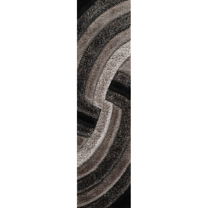 Frio Grey/Black Shaggy Indoor Rug, Runner 60cm x 220cm