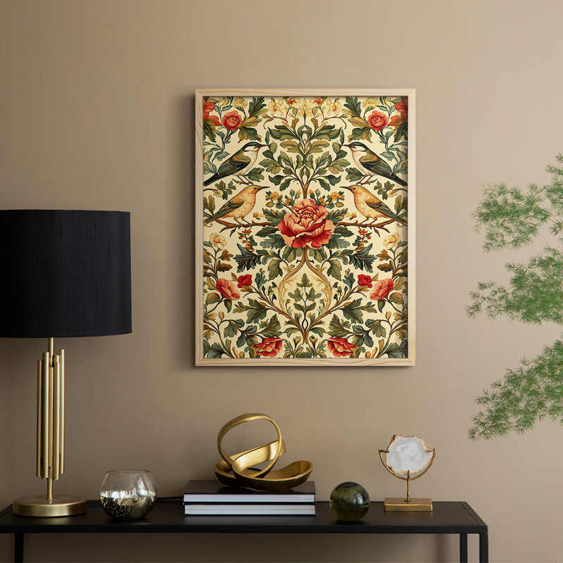 WM MORRIS Series CDLXIX Framed Print - Solid Wood, 15" H x 12" W