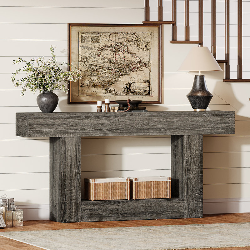 63" Console Table for Entryway, Narrow Sofa Table Behind Couch for Living Room, Hallway, Dark Gray