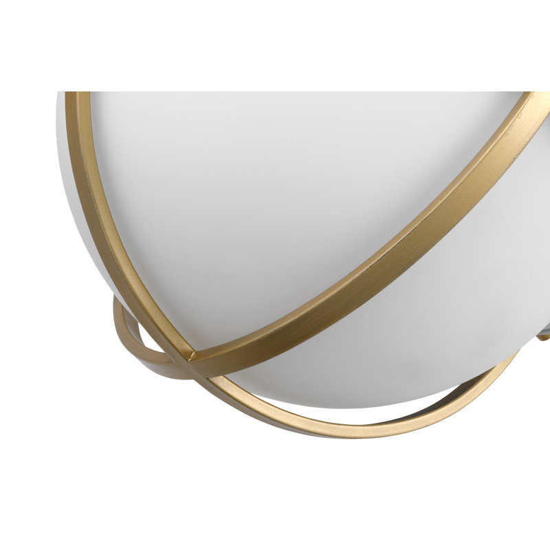 Luminaire suspendu en globe à 1 lumière Politique 1, Blanc mat / laiton, Blanc opale
