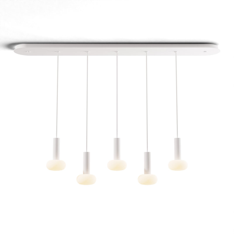 Luminaire suspendu 5 lumières, Blanc mat