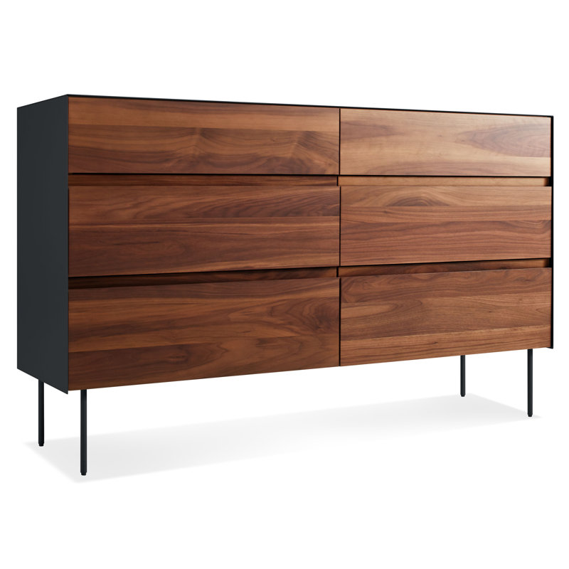 Clad 6 - Drawer Dresser, Oblivion/Walnut
