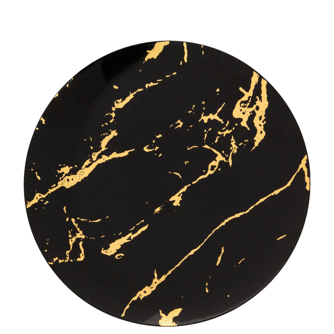 Ecoquality Square Black Plastic Plates With Gold Stroke Design 30 Guests (Set of 30) EcoQuality 