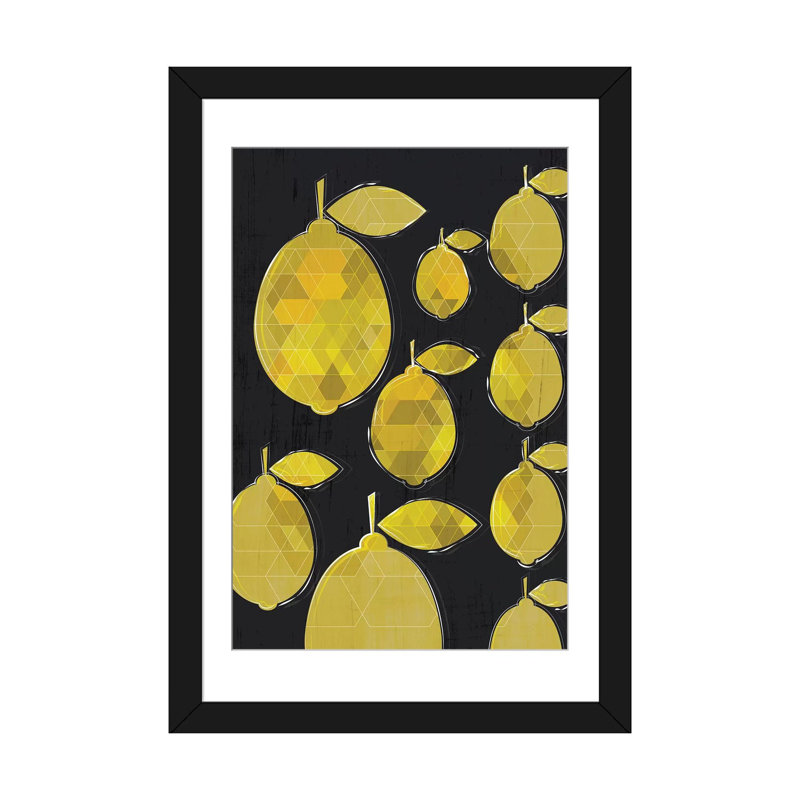 « citrons », impression sur toile, H 24 po x l 16 po x P 1 po, Papier d'art encadré noir, Blanc