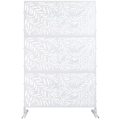 Outdoor & Indoor Privacy Screen Metal Privacy Screen 76" H×48" W, Freestanding Decorative Privacy Screen for Deck Balcony Patio, Privacy Fence Panels for Outside Lawn Garden PS119 WHITE