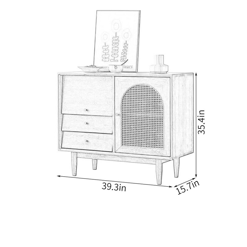 Buffet Raynoldo, H 35,4 po x l 39,3 po x P 15,7 po