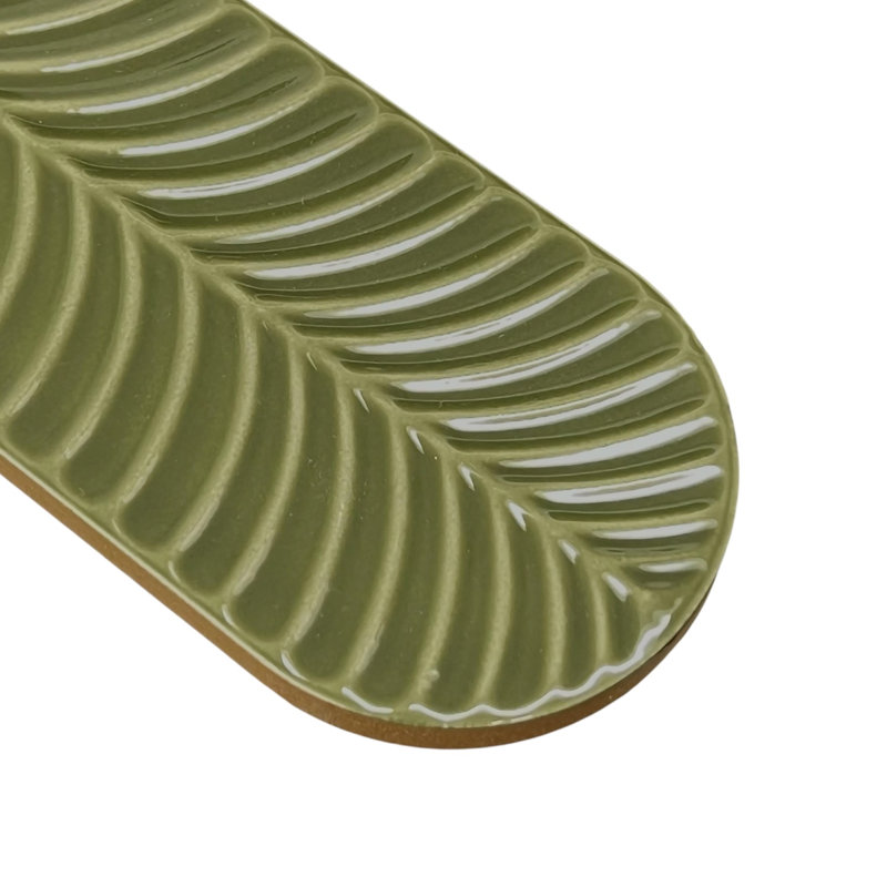 Feather 3 in. x 12 in. 3D Glossy Ceramic Subway Wall Tile (20 PCS, 4.84 Sq. Ft./Case), Green