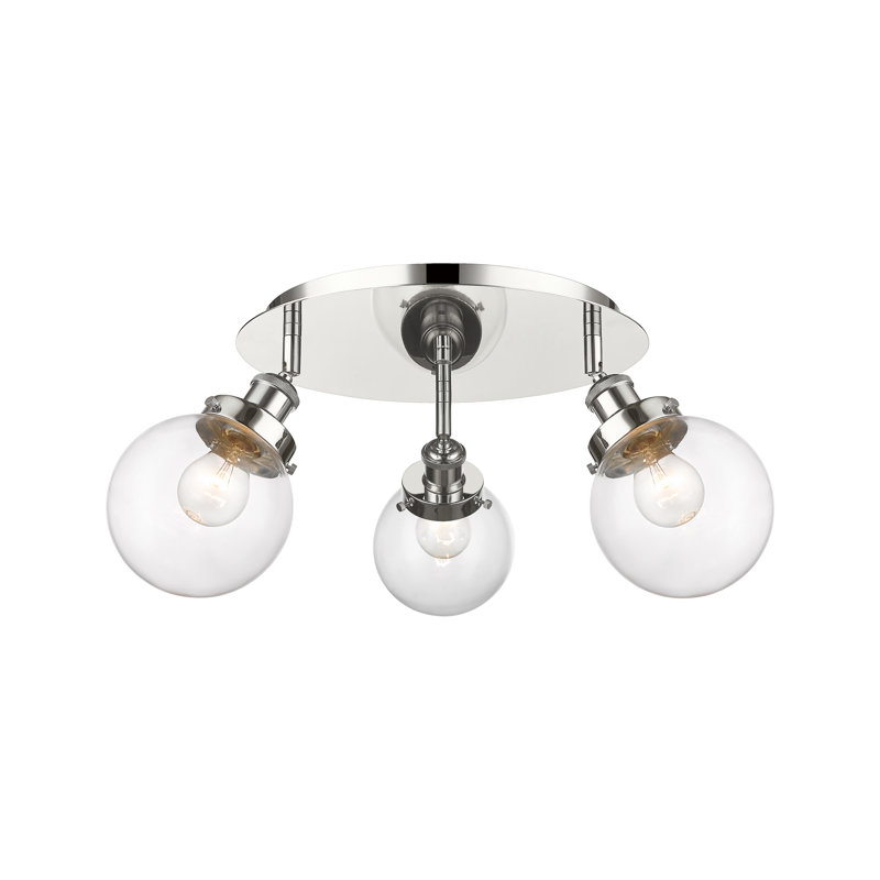Alphonsa Glass Flush Mount, Clear, Polished Nickel