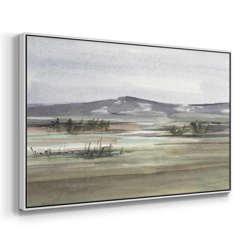 " Muted Marsh I " Print, 25" H x 37" W x 2" D, White Framed Canvas