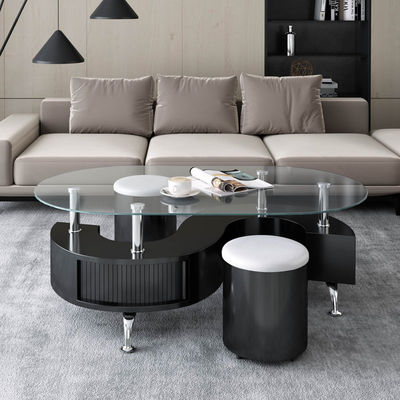 Table basse avec rangement Eluan, Noir