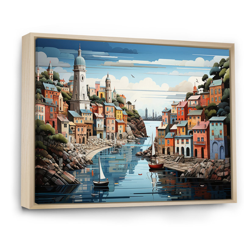 Coastal Minimalisme Harbor Hues I - impression, H 30 po x l 40 po x P 1,5 po, Cadre naturel flottant