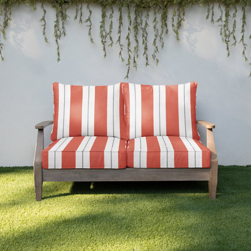 Deana Outdoor Sunbrella Seat/Back Cushion, Navy Stripe Sunbrella®, 25" W x 25" D