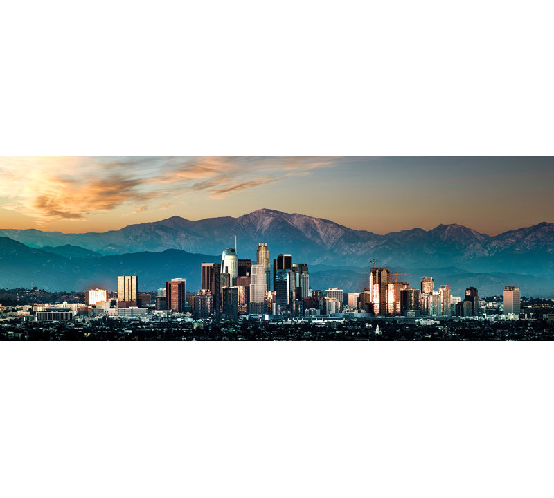«Los Angeles Skyline at Dusk», art sur toile, H 10 po x l 30 po